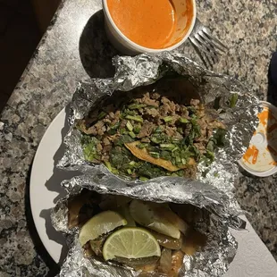 Two tacos de asada and all the accoutrements. Could have made eight typical tacos from the four I ordered. Not that I'm complaining.