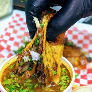 Quesabirria with consome