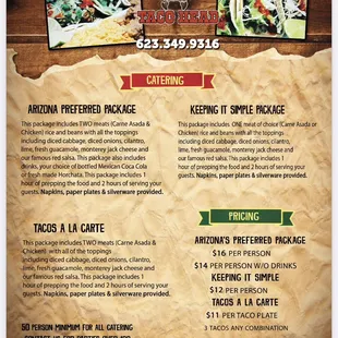 Taco Head catering packages