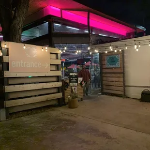 You enter through the back.