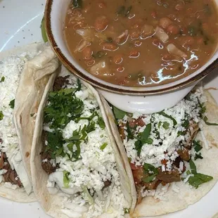 TACO PLATE with a side of CHARRO BEANS