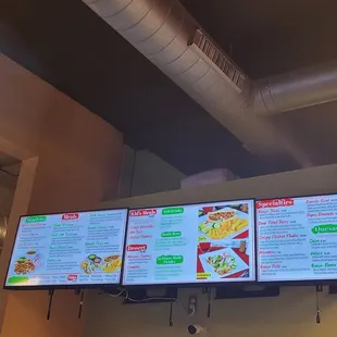menus on the wall