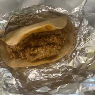Chorizo and egg taco