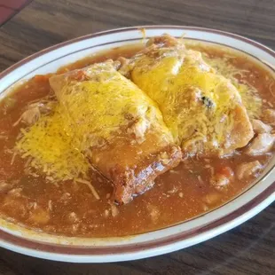 2 Green chili smothered tamales