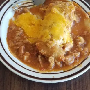 Green chili smothered tamale