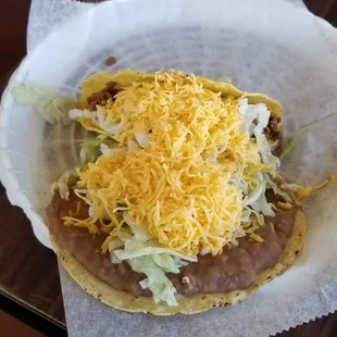 Beef taco &amp; bean tostada