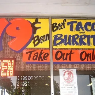 taco burrito take out only