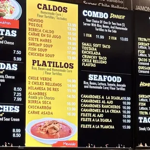 the menu