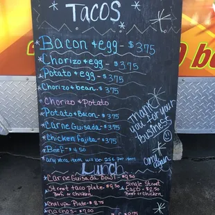 Menu board