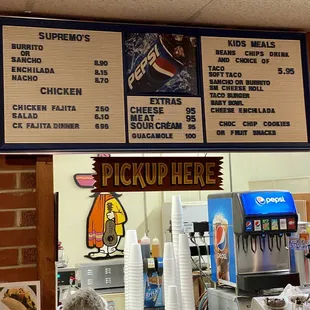 Menu and pickup window