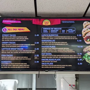 Taco menu