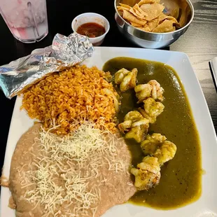 Camarones Chile Verde Plate
