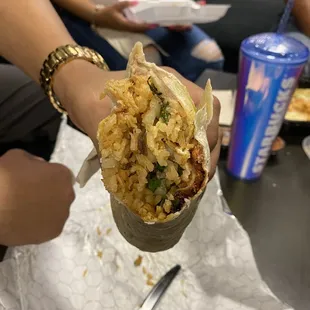 Al pastor burrito with barely any Al pastor