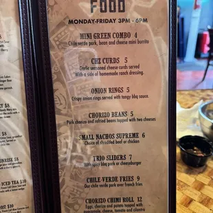 Happy hour food menu