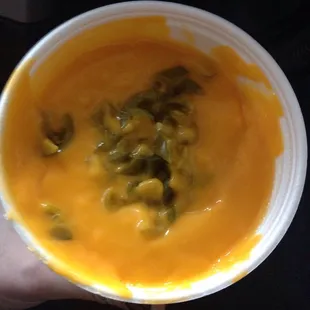 Regular nacho with peppers, comes with chips