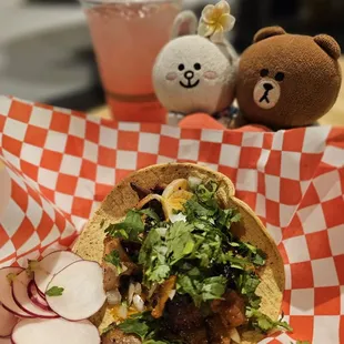 Watermelon agua fresca and an Adobada taco... delicious!