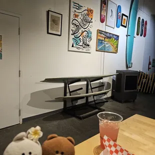 Our view of the decor... we sat near the entrance and the fan... LOL