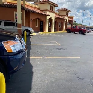 a car parked in a parking lot