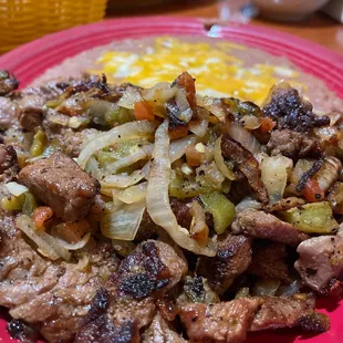 Steak ranchero plate no rice.