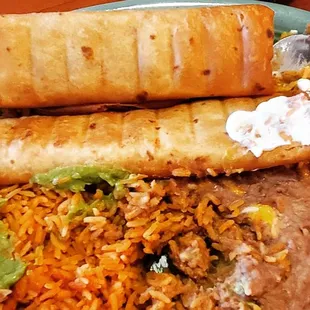 Flauta with rice and beans. More like a flatten burrito