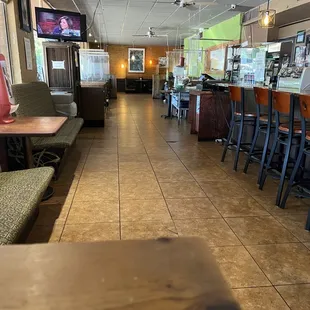 the inside of a taco joint