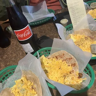 Chorizo and Cheese, Bacon Egg and Cheese