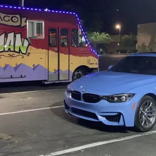 My car next to the food truck