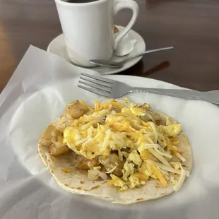 Potato, egg, cheese taco