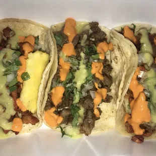 Al pastor &amp; carne asada tacos from Taco King Food Truck, North Armenia, Tampa