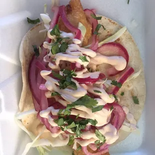 They have the best fish and shrimp tacos!! They only serve them on Tuesday.