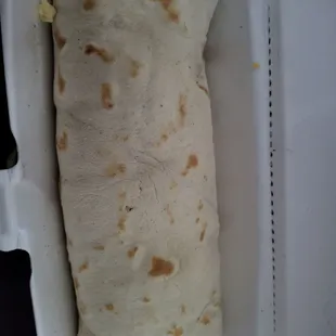 Breakfast burrito with bacon and chorizo