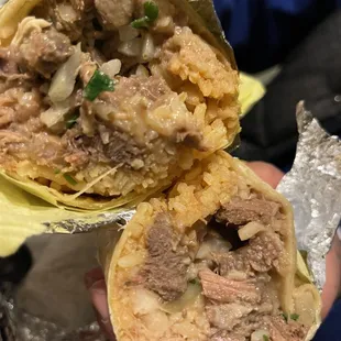 the inside of a burrito