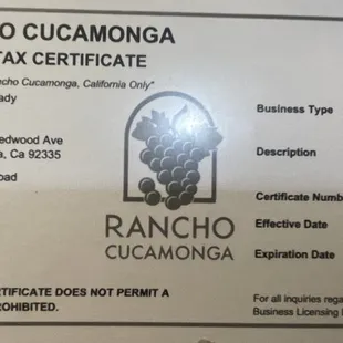 Lic for Rancho Cucamonga