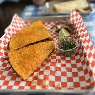 Birria Quesadilla (we ate 1 piece right away)