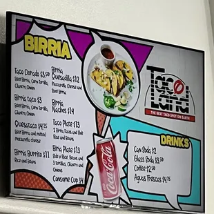 Birria menu