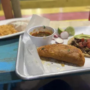 two plates of food on a table