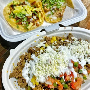 Asada bowl &amp; tacos