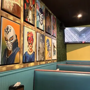 Booths and wall art