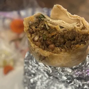 Asada burrito with hot sauce! Yes!!