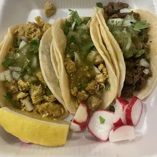 Chicken and Asada Tacos.