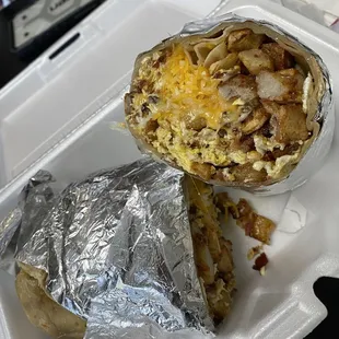 California breakfast burrito  with sausage and bacon !!