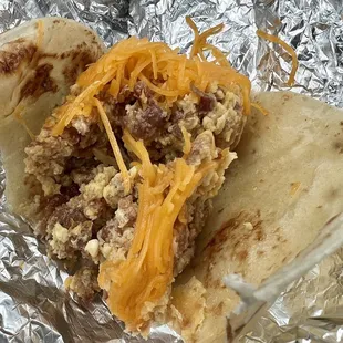 Bacon, egg, and cheese taco.