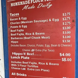 a menu for a mexican restaurant