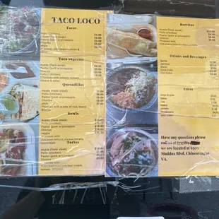 Current menu as of 8/26/2021.