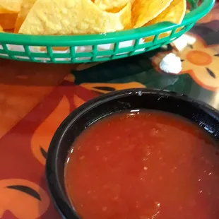 Complimentary chips and dip.