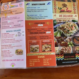 The menu | Taco Loco | Plant City FL | 2-27-2021