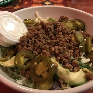 Fajita salad with ground beef: it was ok