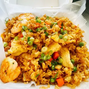 Chicken and shrimp fried rice