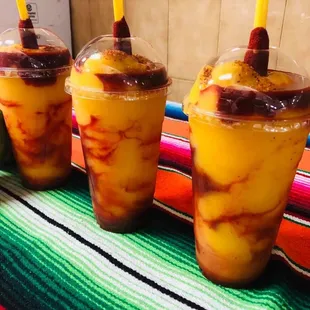 three drinks on a table