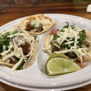 Chicharron Taco, Fish Taco, Beef Tongue Taco.  Really good!!